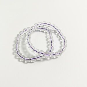 Elegant Clear and Purple Beaded Bracelet Set